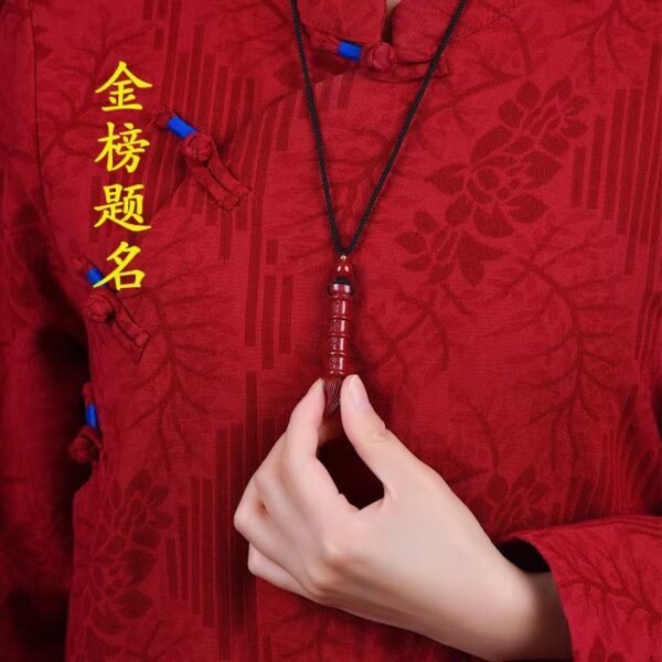 Cinnabar Wenchang Brush Pendant